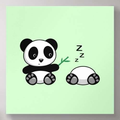 Cute Pair of Pandas on Green Acrylic Photo Tile