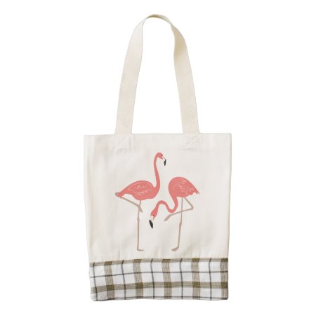 Cute Pair Of Pink Flamingos Illustration Zazzle Heart Tote Bag