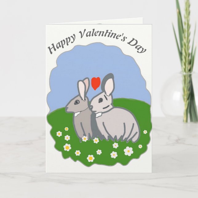 Cute Pair of Rabbits Valentine's Day Card (Front)
