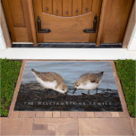 Cute Pair Of Sanderlings Sandpipers Shares A Meal Doormat at Zazzle