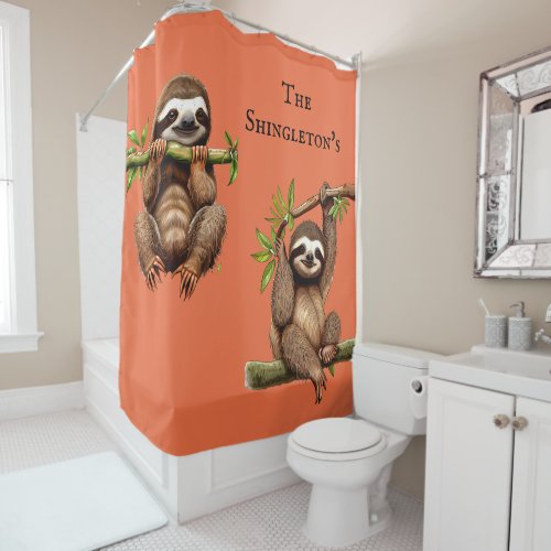 Cute Pair of Sloths  Shower Curtain