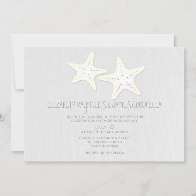 Cute Pair of Starfish Wedding Invitations (Front)