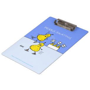 Cute Pairs Figure Skating Funny Pears Cartoon Clipboard