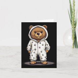 Cute Pajama Bear Outfit For Pajamas And Teddy Bear Card