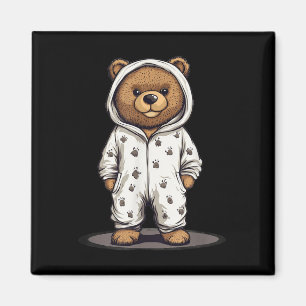 Cute Pajama Bear Outfit For Pajamas And Teddy Bear Magnet