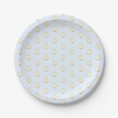 Cute pale blue Bunny pattern fun modern Easter Paper Plates