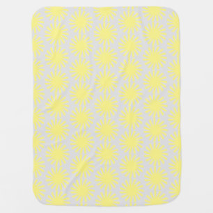 Cute pale grey yellow sun pattern modern fun baby blanket