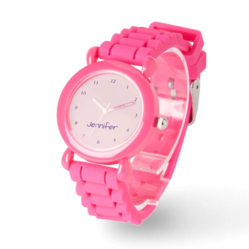 Cute Pale Pink and Royal Purple Girls Name Watch