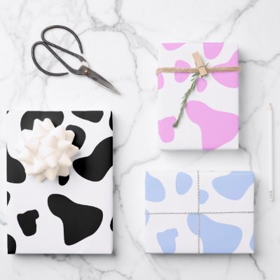 Cow Print Brown Black White Cowhide Wrapping Paper Roll, Cow Print Gift  Wrapping Paper, Cow Print Birthday Gift Wrapping Paper 