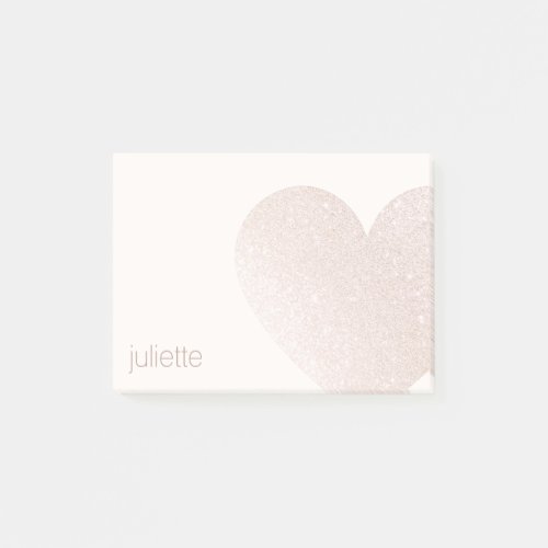 Cute Pale Pink Glitter Heart Post_it Notes