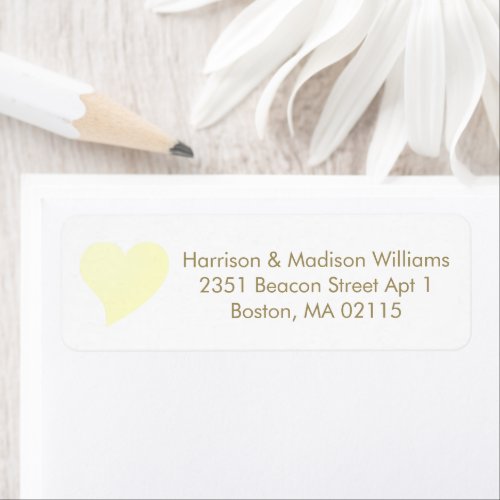 Cute pale yellow heart custom Return Address Label