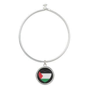 cute palestine flag heart graphic design bangle bracelet