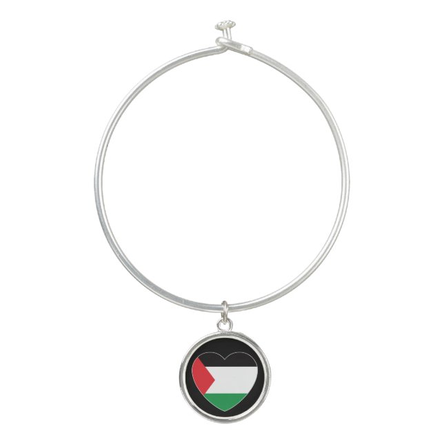 cute palestine flag heart graphic design bangle bracelet (Front)