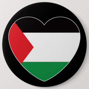 cute palestine flag heart graphic design button