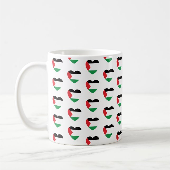 cute palestine flag heart graphic design coffee mug (Left)