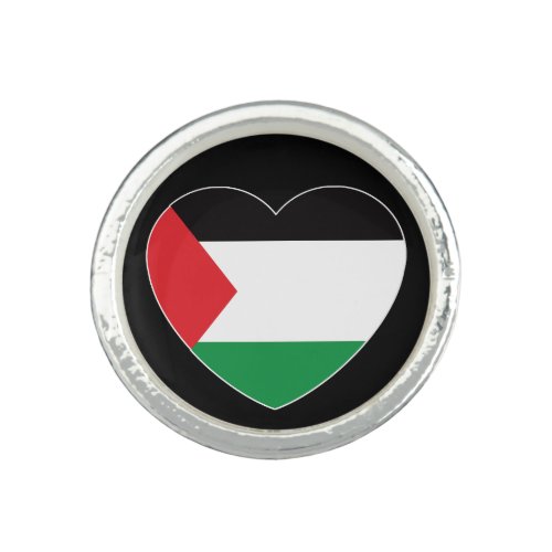 cute palestine flag heart graphic design ring