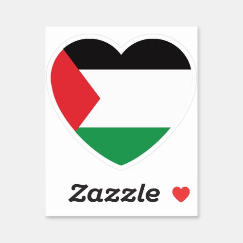 cute palestine flag heart graphic design sticker
