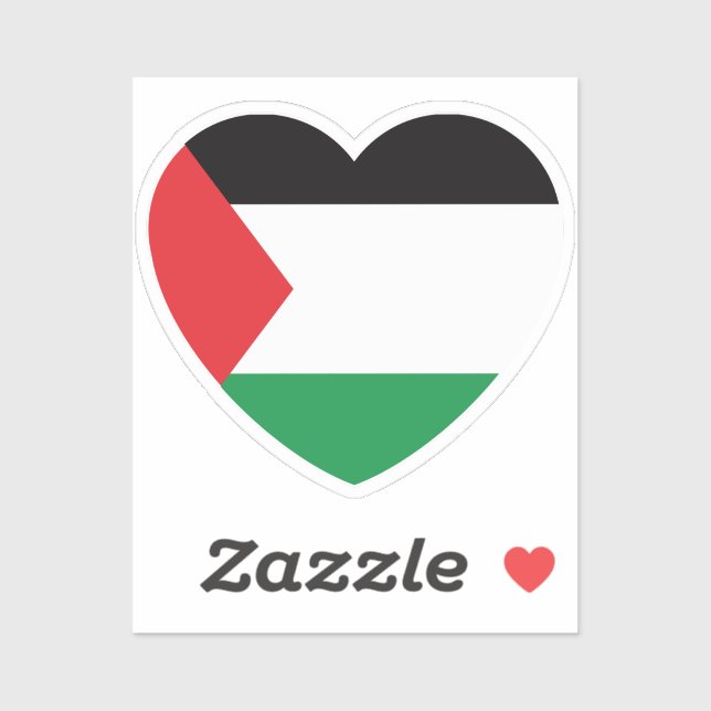 cute palestine flag heart graphic design sticker (Sheet)