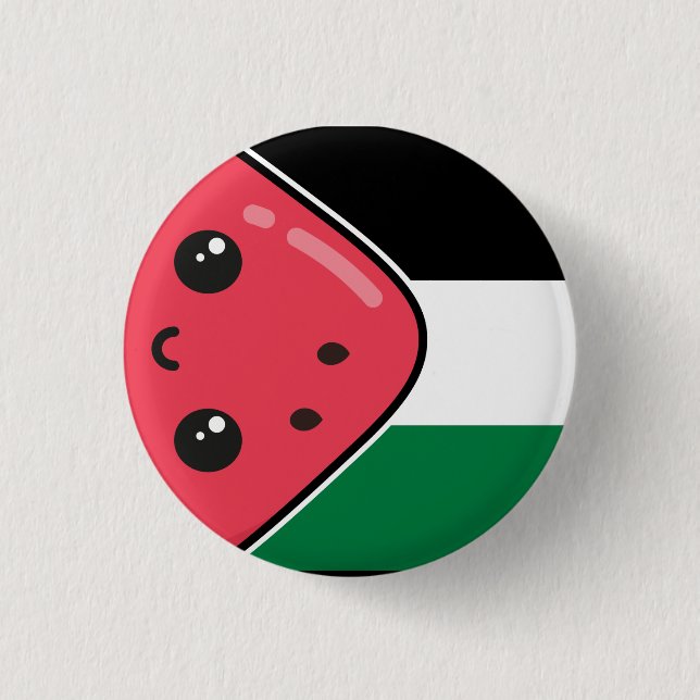 Cute Palestine flag with watermelon-Free Palestin  Button (Front)