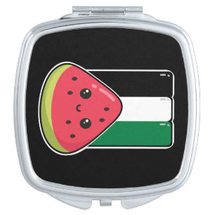Cute Palestine flag with watermelon-Free Palestin  Compact Mirror