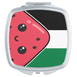 Cute Palestine flag with watermelon-Free Palestin Compact Mirror