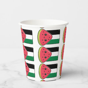 Cute Palestine flag with watermelon-Free Palestin Paper Cups