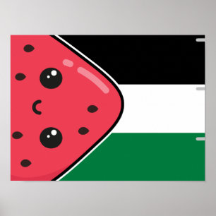 Cute Palestine flag with watermelon-Free Palestin  Poster