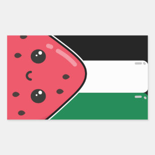 Cute Palestine flag with watermelon-Free Palestin Rectangular Sticker