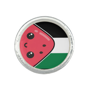 Cute Palestine flag with watermelon-Free Palestin Ring