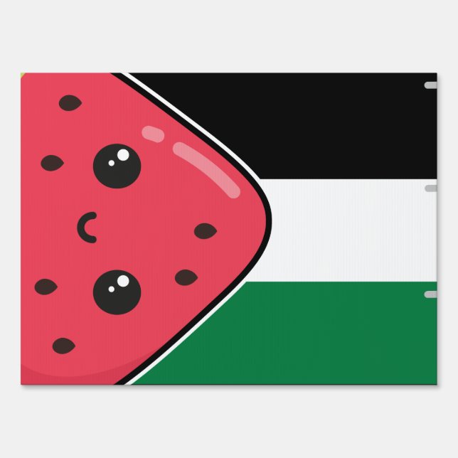 Cute Palestine flag with watermelon-Free Palestin  Sign (Front)