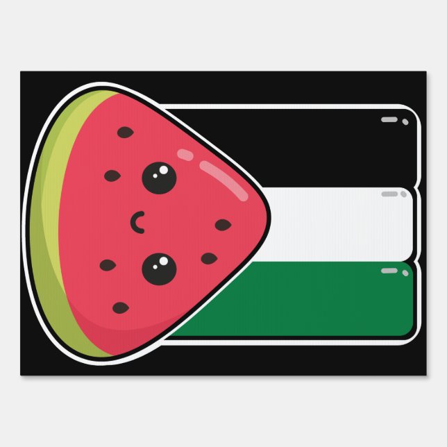 Cute Palestine flag with watermelon-Free Palestin  Sign (Front)