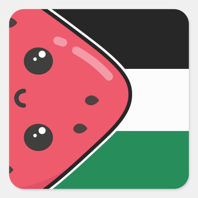Cute Palestine flag with watermelon-Free Palestin  Square Sticker (Front)