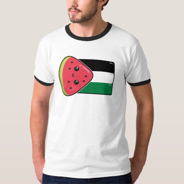 Cute Palestine flag with watermelon-Free Palestin  T-Shirt (Front)