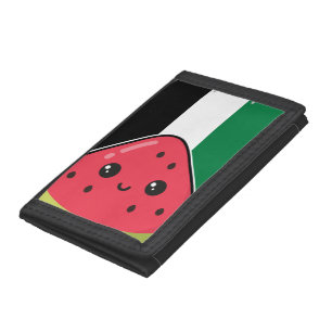 Cute Palestine flag with watermelon-Free Palestin Tri-fold Wallet