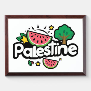Cute Palestine word surrounded by watermelons tree Award Plaque