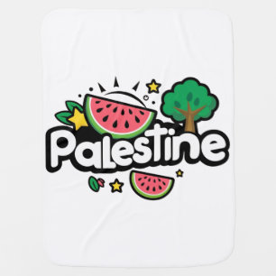 Cute Palestine word surrounded by watermelons tree Baby Blanket