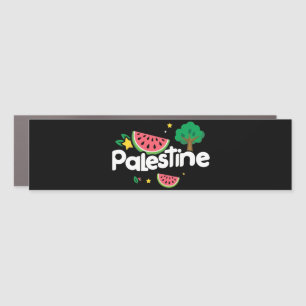 Cute Palestine word surrounded by watermelons tree Car Magnet