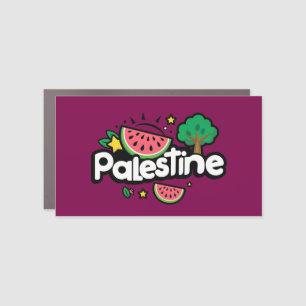 Cute Palestine word surrounded by watermelons tree Car Magnet