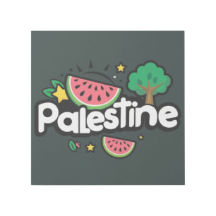 Cute Palestine word surrounded by watermelons tree Gallery Wrap