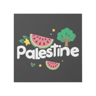 Cute Palestine word surrounded by watermelons tree Gallery Wrap