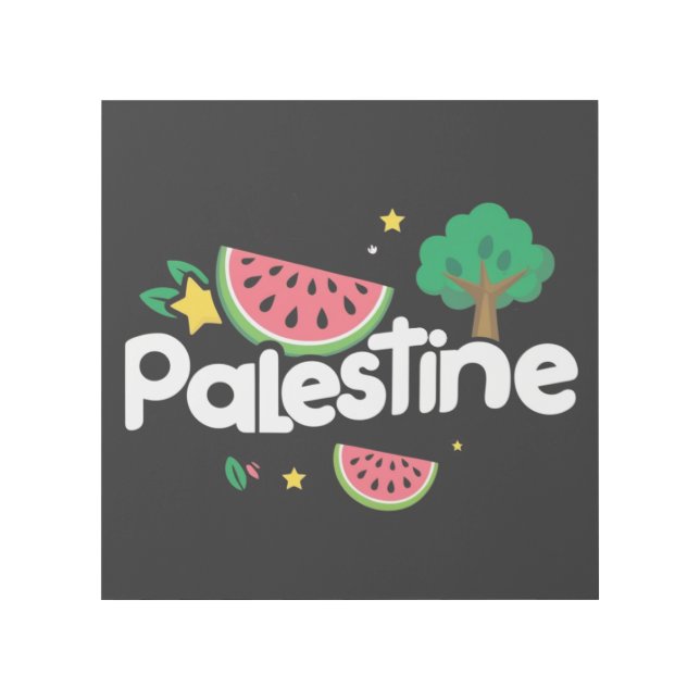 Cute Palestine word surrounded by watermelons tree Gallery Wrap (Front)