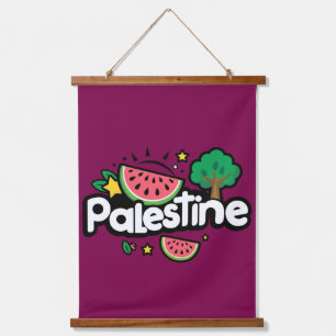 Cute Palestine word surrounded by watermelons tree Hanging Tapestry