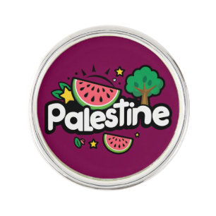 Cute Palestine word surrounded by watermelons tree Lapel Pin