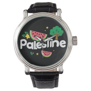 Cute Palestine word surrounded by watermelons tree Watch