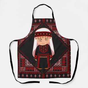 cute Palestinian girl Embroidery red tatreez Apron