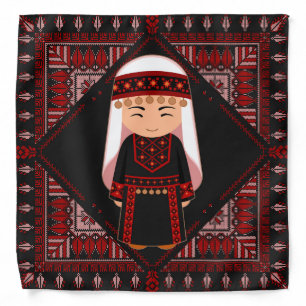 cute Palestinian girl Embroidery red tatreez   Bandana