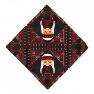 cute Palestinian girl Embroidery red tatreez Bandana