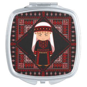 cute Palestinian girl Embroidery red tatreez   Compact Mirror