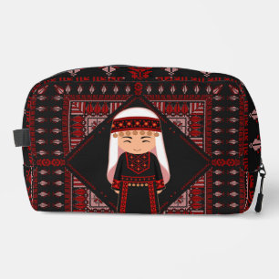 cute Palestinian girl Embroidery red tatreez Dopp Kit