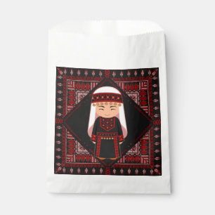 cute Palestinian girl Embroidery red tatreez Favor Bag